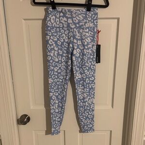 Lilybod Sky Blue and White Patterned high waisted, full length Leggings